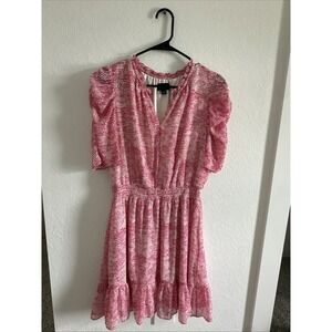 MSK Dress Ruffles Pink Vintage Victorian Size L Cottage Prairie Flowy Feminine